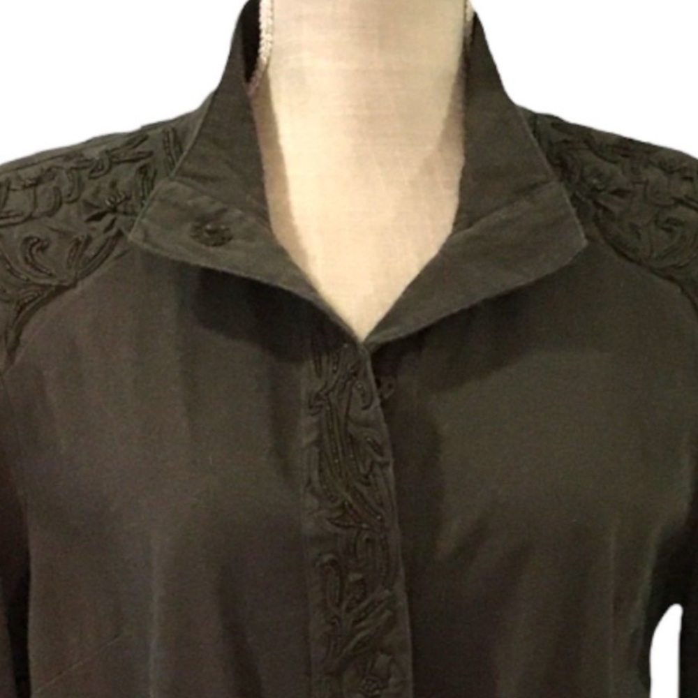 LOVE SAM Anthropologie Olive
Travis Cargo Beaded Embroidered
military Jacket - Picture 2 of 8